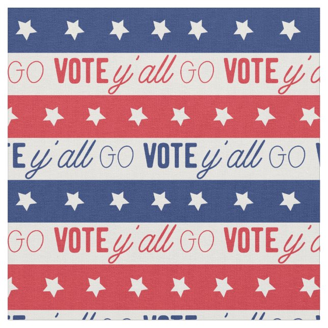 Go Vote Y'all voter pattern Fabric (Close Up)