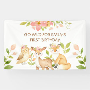 Go Wild 1st Birthday Woodland Animals Banner