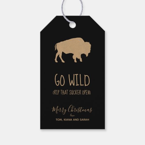 Go Wild Buffalo Adventures Pattern Kraft ID602 Gift Tags