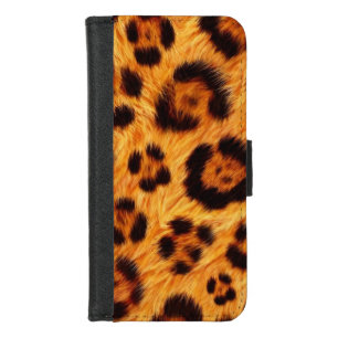 Go Wild Leopard Print Gold Orange Amber Fur Look iPhone 8/7 Wallet Case