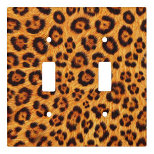 Go Wild Leopard Print Gold Orange Amber Fur Look Light Switch Cover