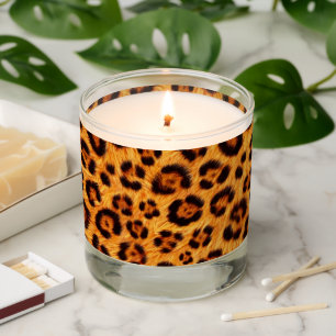 Go Wild Leopard Print Gold Orange Amber Fur Look Scented Candle