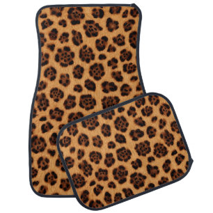 Go Wild Leopard Print Gold Tan Orange Fur Look Car Floor Mat