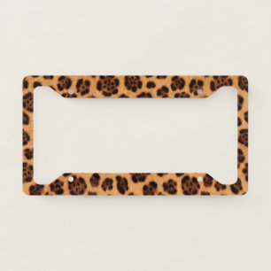 Go Wild Leopard Print Gold Tan Orange Fur Look License Plate Frame