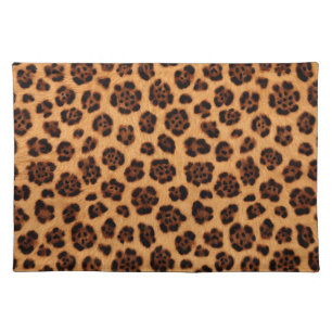 Go Wild Leopard Print Golden Brown Burnt Orange Cloth Placemat