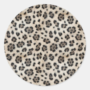 Go Wild Snow Leopard Warm Faux Fur Look Classic Round Sticker