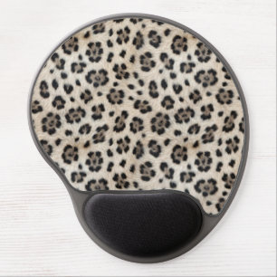 Go Wild Snow Leopard Warm Faux Fur Look Gel Mouse Pad