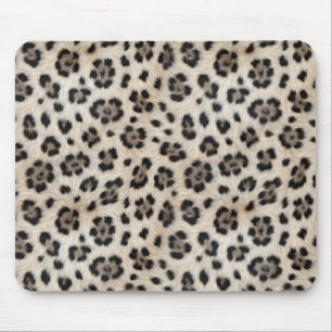 Go Wild Snow Leopard Warm Faux Fur Look Mouse Pad