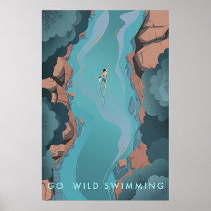 Go Wild Swimming Travel Poster