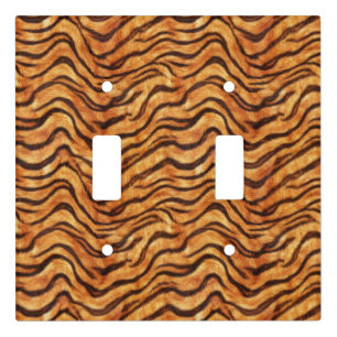 Go Wild Wavy Tiger Stripes Orange Dark Brown Light Switch Cover