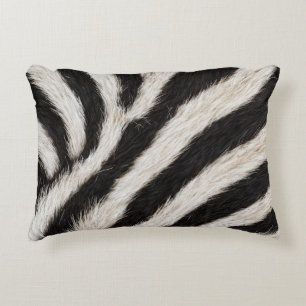 Go Wild Zebra Stripe Black White Faux Fur Look Accent Pillow