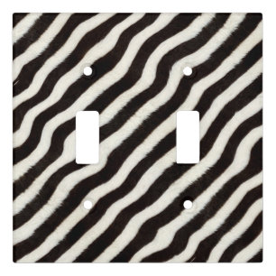 Go Wild Zebra Stripe Black White Faux Fur Look Light Switch Cover