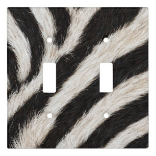 Go Wild Zebra Stripe Black White Faux Fur Look Light Switch Cover