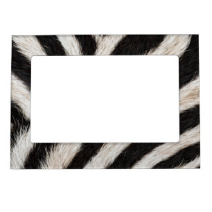 Go Wild Zebra Stripe Black White Faux Fur Look Magnetic Frame