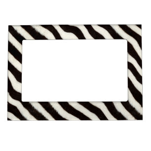 Go Wild Zebra Stripe Black White Faux Fur Look Magnetic Frame