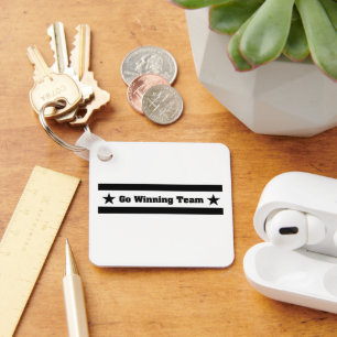 Go Winning Team Funny Sports Typography with Stars Keychain