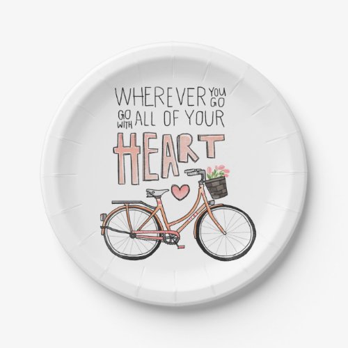 Go With All Of Your Heart  Vintage Bicycle Paper Plates