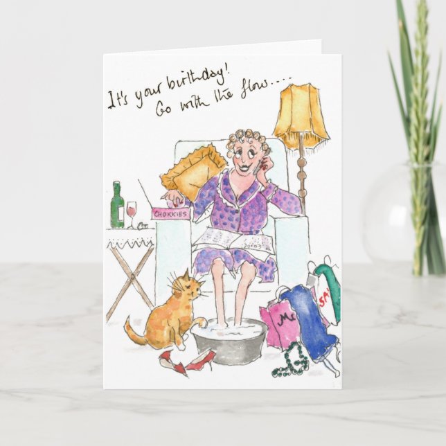 'Go with the Flow' birthday card (Front)