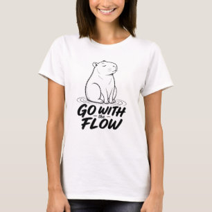 Go With the Flow Capybara Design T-Shirt
