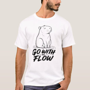 Go With the Flow Capybara Design T-Shirt