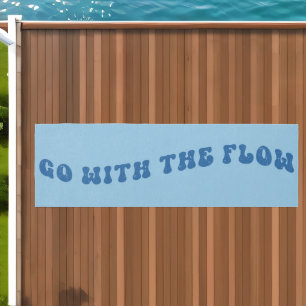 Go With The Flow Groovy Blue Retro Typography Outdoor Rug