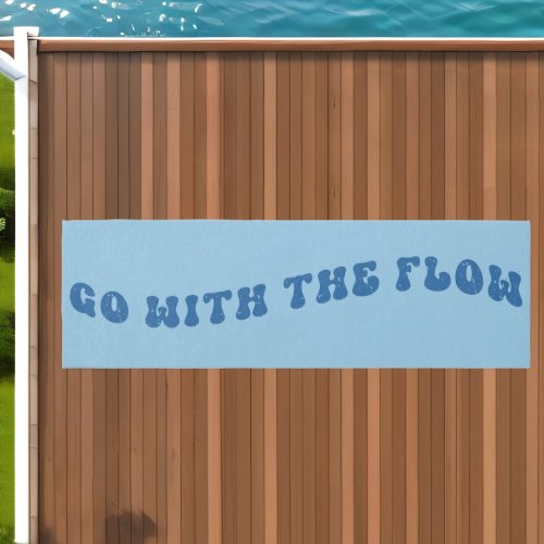 Go With The Flow Groovy Blue Retro Typography Outdoor Rug