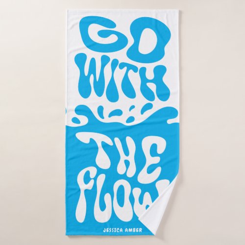 Go with The Flow Groovy Blue White Water Splash Bath Towel