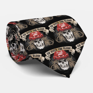 Go with the Flow (Hockey Hair) Red Neck Tie