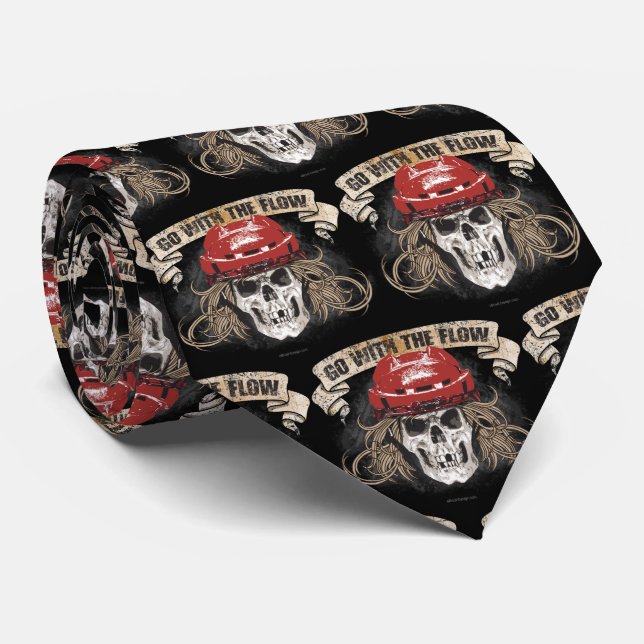 Go with the Flow (Hockey Hair) Red Neck Tie (Rolled)