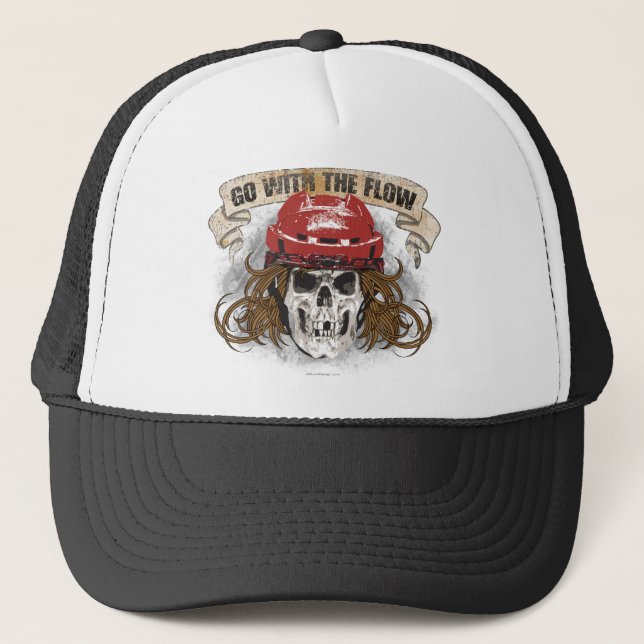 Go with the Flow (Hockey Hair) Red Trucker Hat (Front)