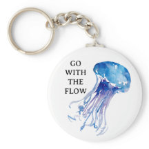 “Go with the Flow”  jellyfish illustration blue