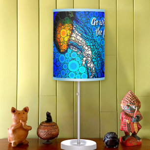 Go with the Flow Orange Jellyfish Blue Ocean Bold Table Lamp