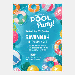 Go with the Flow Pool Party Birthday Invitation
