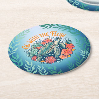 Go With The Flow Round Paper Coaster
