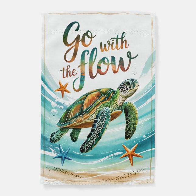 Go with the Flow Sea Turtle  Garden Flag (Front)