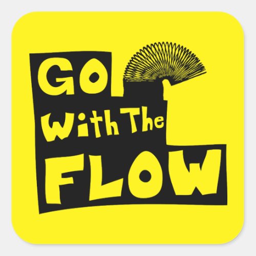 Go with the Flow Slinky on Stairs Silhouette Square Sticker