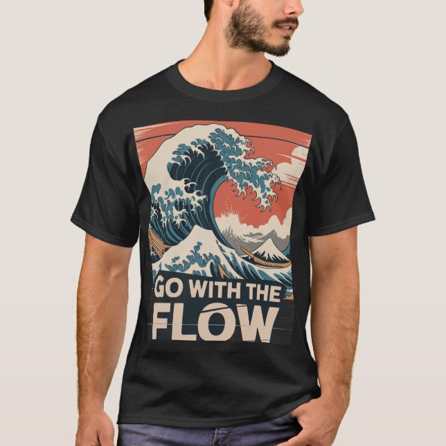 Go With The Flow Wave Art Print T-Shirt (Front)