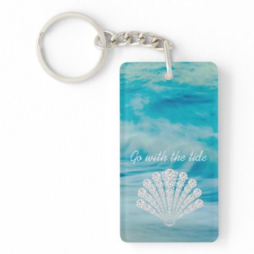 Go With The Tide Ocean Waves Diamond Seashell Keychain Go With The Tide Ocean Waves Diamond Seashell Keychain