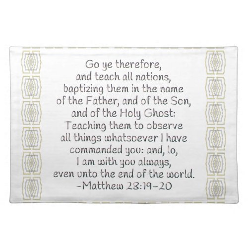 Go Ye Therefore and Teach All Nations Cloth Placemat