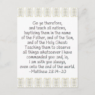 Go Ye Therefore and Teach All Nations Postcard