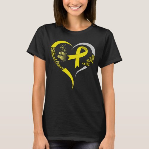 go yellow childhood cancer awareness heart T_Shirt