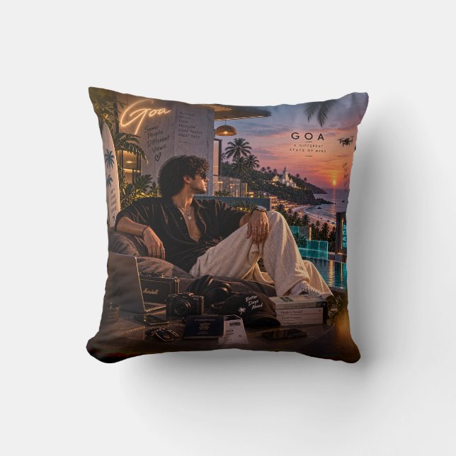 Goa • A Different State of Mind • Same People Diff Throw Pillow (Front)