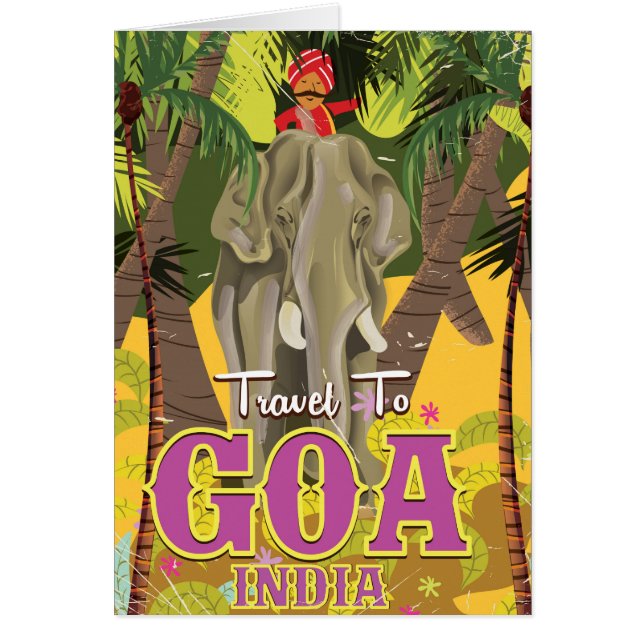 Goa Elephant indian vacation poster Cards (Front)