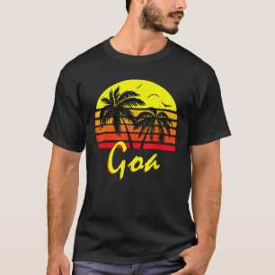 Goa India 80s Tropical Summer Beach Palm Tree Suns T-Shirt