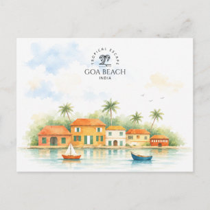 Goa, India souvenir Watercolor Travel Postcard