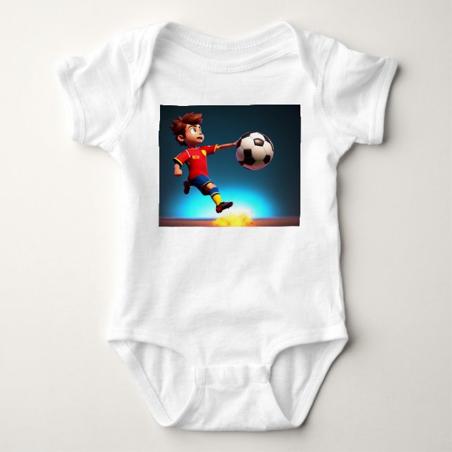 "Goal Bound: The Animated Boy's Perfect Kick" Baby Bodysuit (Front)