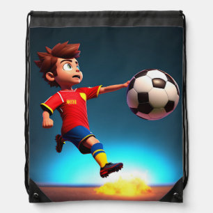 "Goal Bound: The Animated Boy's Perfect Kick" Drawstring Bag