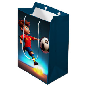 "Goal Bound: The Animated Boy's Perfect Kick" Medium Gift Bag