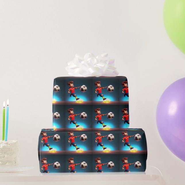 "Goal Bound: The Animated Boy's Perfect Kick" Wrapping Paper (Party Gifts)