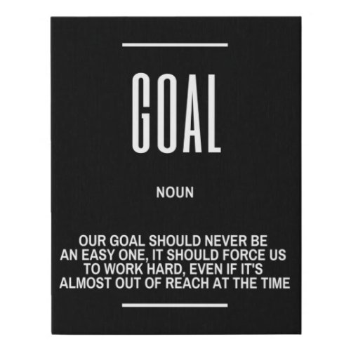 GOAL Definition Quote Faux Canvas Print